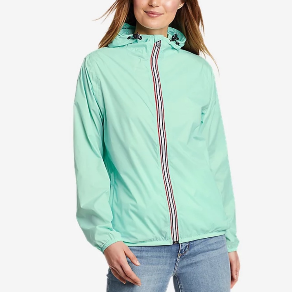 PEEKABOO BEANS Green Windbreaker Juniors Medium Full Zip Hoodie Lightweight Coat